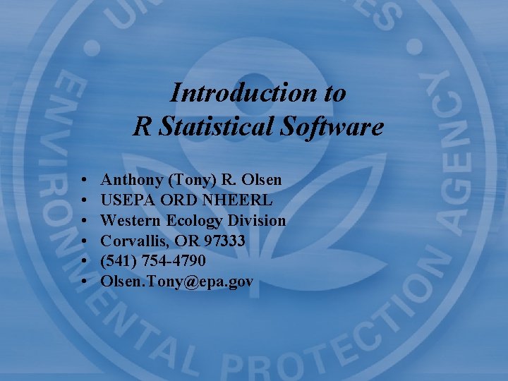 Introduction to R Statistical Software Anthony Tony R