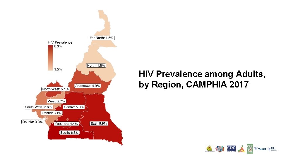 HIV Prevalence among Adults, by Region, CAMPHIA 2017 