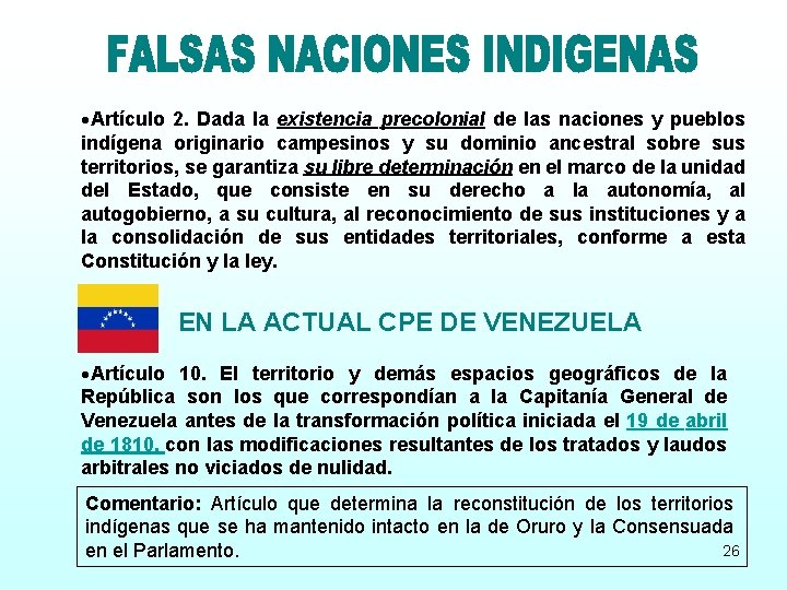  Artículo 2. Dada la existencia precolonial de las naciones y pueblos indígena originario