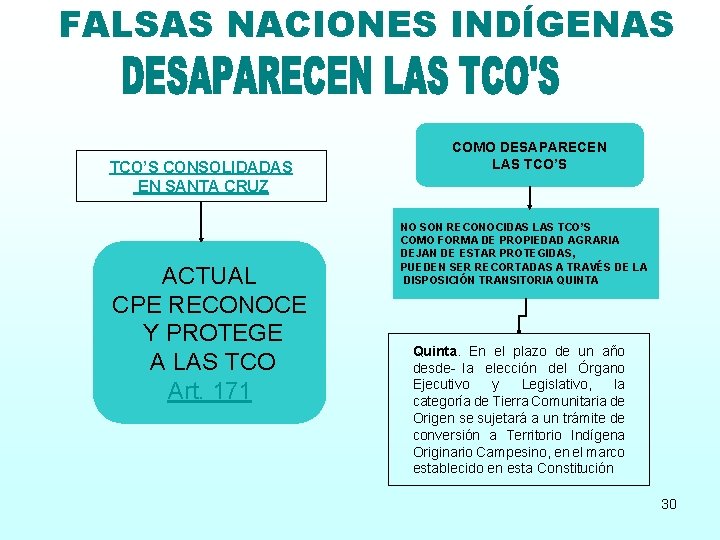 FALSAS NACIONES INDÍGENAS TCO’S CONSOLIDADAS EN SANTA CRUZ ACTUAL CPE RECONOCE Y PROTEGE A