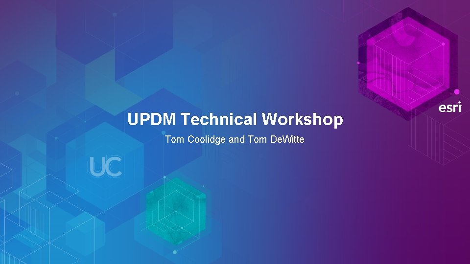 UPDM Technical Workshop Tom Coolidge and Tom De. Witte 