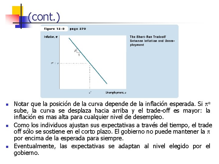 (cont. ) n n n Notar que la posición de la curva depende de