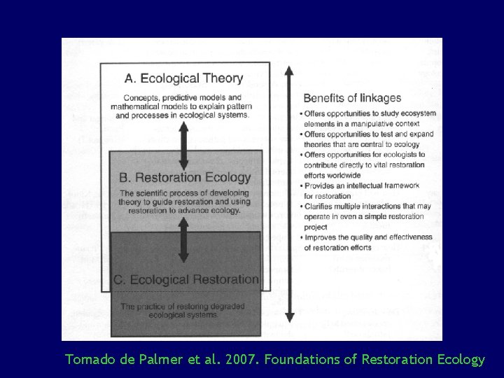 Tomado de Palmer et al. 2007. Foundations of Restoration Ecology 