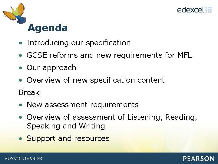 Click to edit Master title style Agenda • Introducing our specification • GCSE reforms