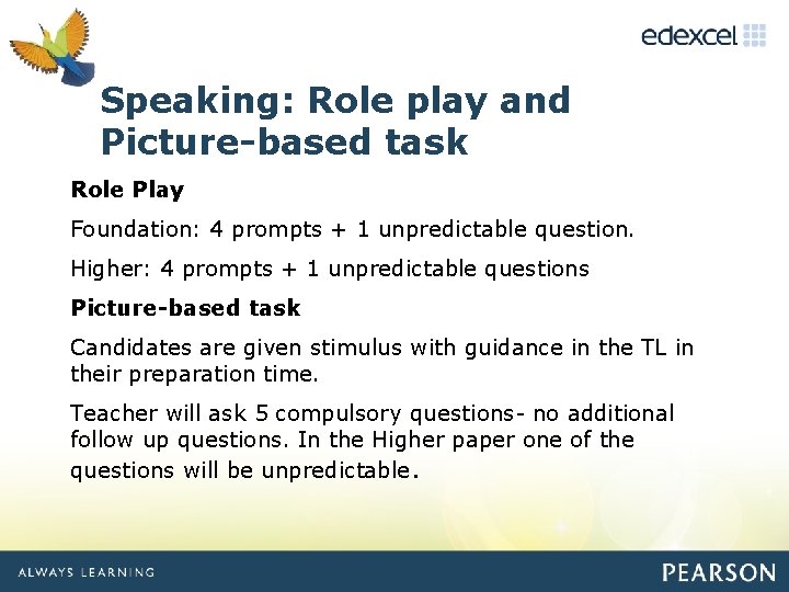 Speaking: Click to edit Role Master play title and style Picture-based task Role Play