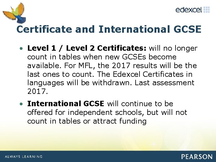 Click to edit title style Certificate and. Master International GCSE • Level 1 /
