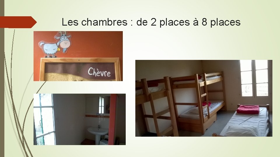 Les chambres : de 2 places à 8 places 