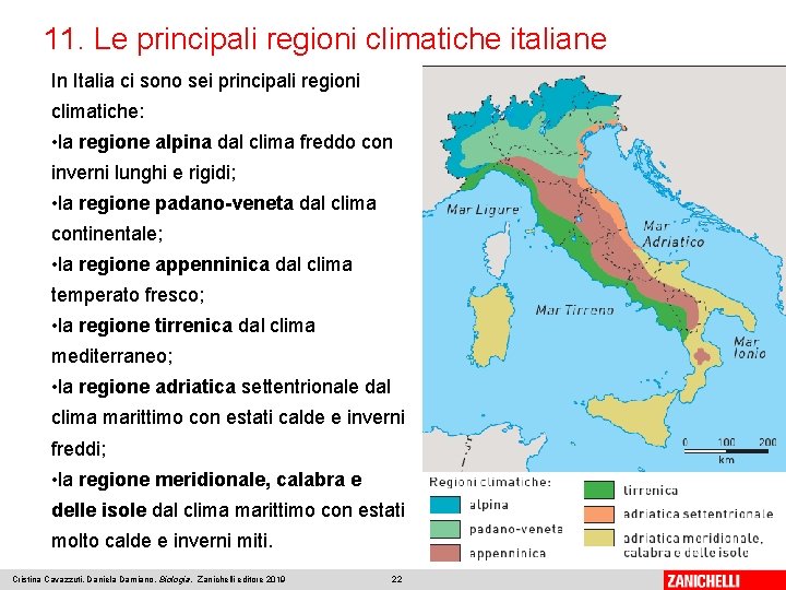 11. Le principali regioni climatiche italiane In Italia ci sono sei principali regioni climatiche: