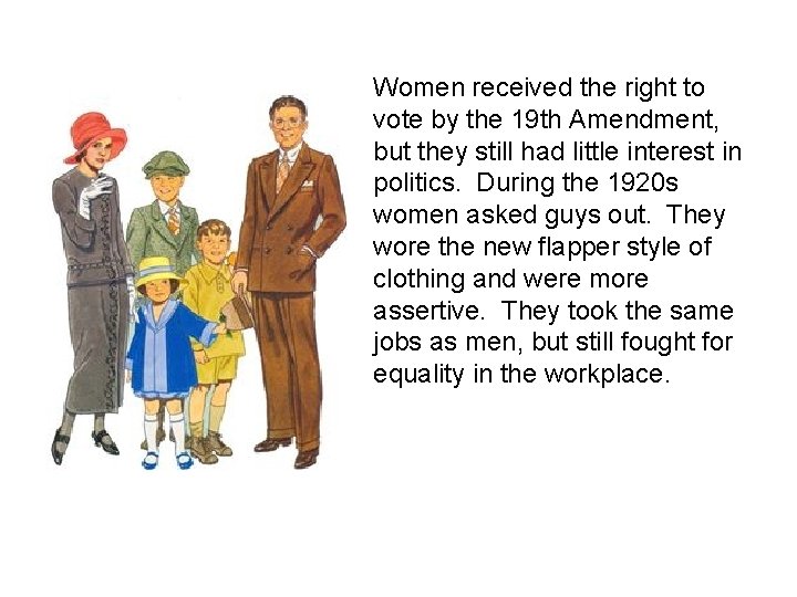 Women received the right to vote by the 19 th Amendment, but they still Women received the right to vote by the 19 th Amendment, but they still