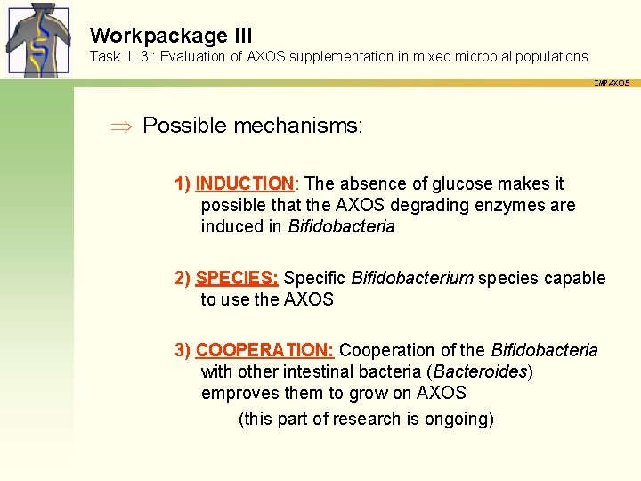 Workpackage III Task III. 3. : Evaluation of AXOS supplementation in mixed microbial populations