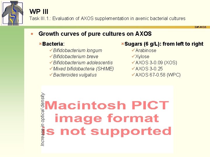 WP III Task III. 1. : Evaluation of AXOS supplementation in axenic bacterial cultures