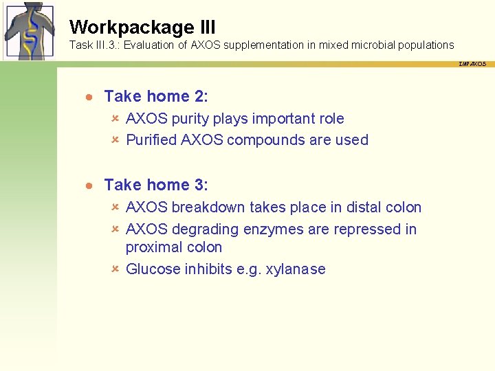 Workpackage III Task III. 3. : Evaluation of AXOS supplementation in mixed microbial populations