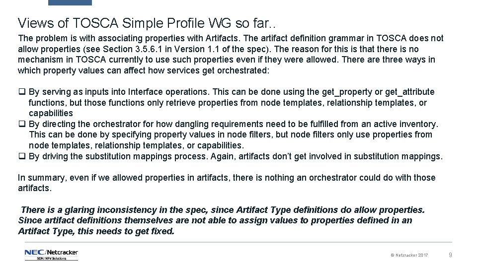 Views of TOSCA Simple Profile WG so far. . The problem is with Views of TOSCA Simple Profile WG so far. . The problem is with