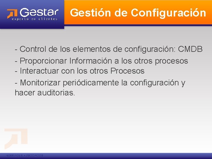 Gestión de Configuración - Control de los elementos de configuración: CMDB - Proporcionar Información