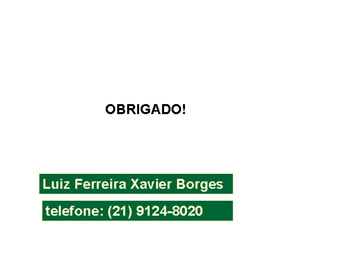 OBRIGADO! Luiz Ferreira Xavier Borges telefone: (21) 9124 -8020 