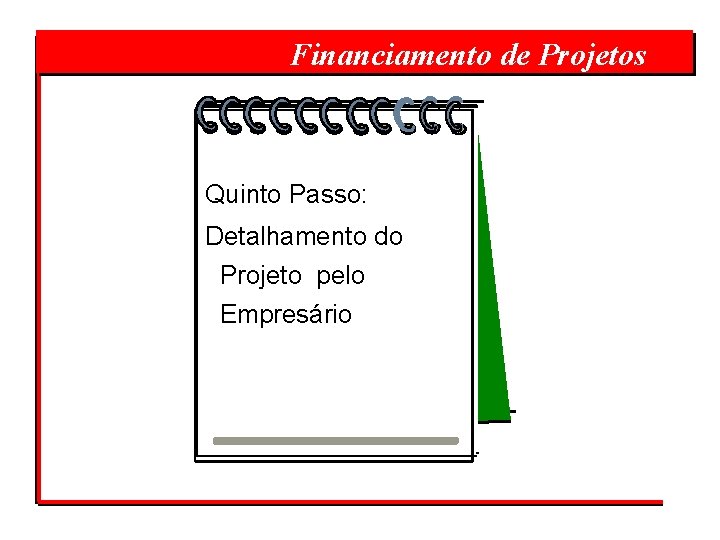  Financiamento de Projetos Quinto Passo: Detalhamento do Projeto pelo Empresário 
