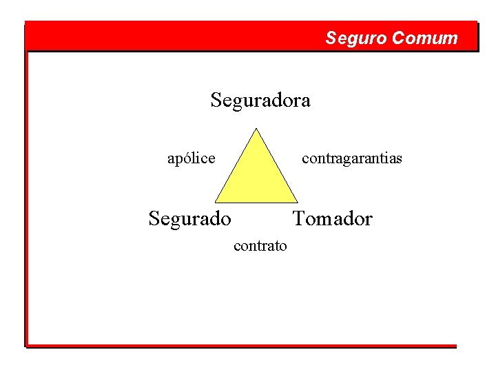 Seguro Comum Seguradora apólice contragarantias Segurado Tomador contrato 