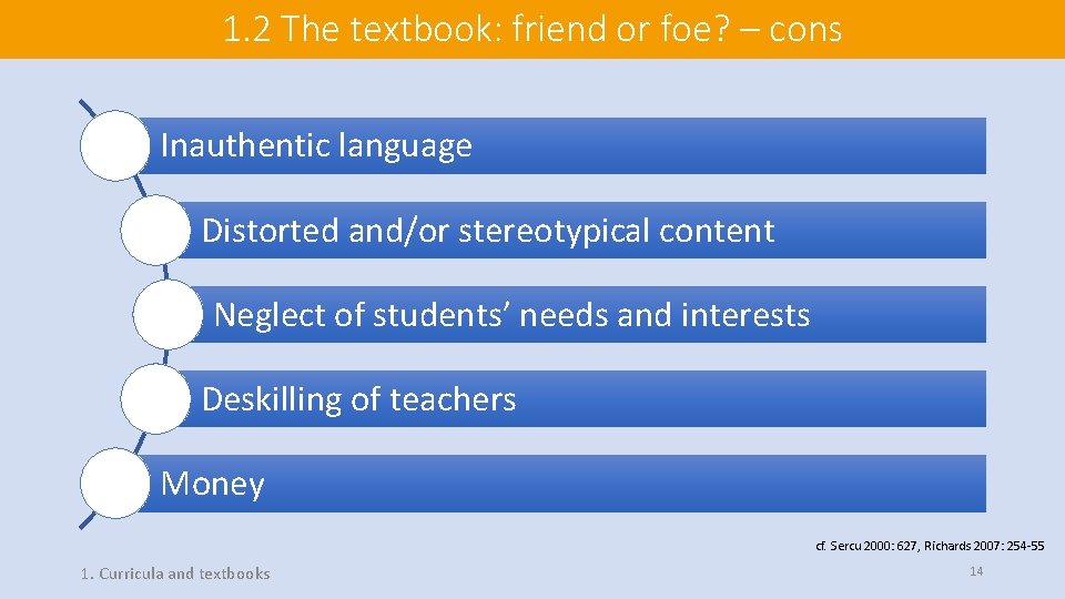 1. 2 The textbook: friend or foe? – cons Inauthentic language Distorted and/or stereotypical 1. 2 The textbook: friend or foe? – cons Inauthentic language Distorted and/or stereotypical