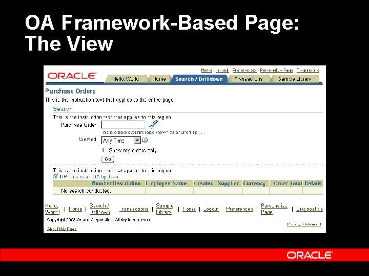 OA Framework-Based Page: The View 