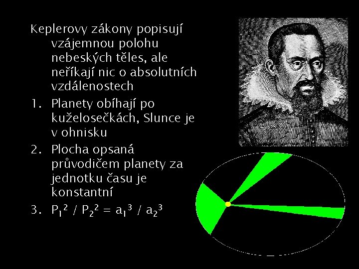 Keplerovy zákony popisují vzájemnou polohu nebeských těles, ale neříkají nic o absolutních vzdálenostech 1.