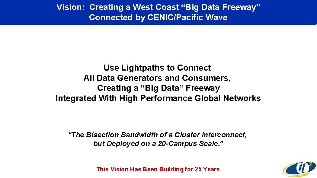 Vision: Creating a West Coast “Big Data Freeway” Connected by CENIC/Pacific Wave Use Lightpaths