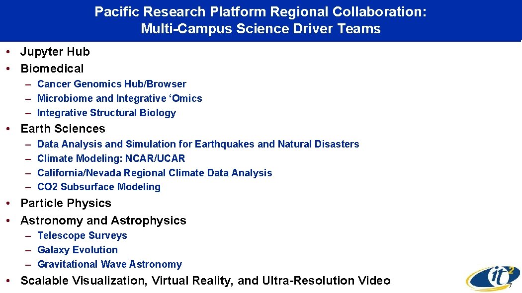 Pacific Research Platform Regional Collaboration: Multi-Campus Science Driver Teams • Jupyter Hub • Biomedical