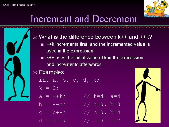 COMP 104 Loops / Slide 4 Increment and Decrement * What is the difference