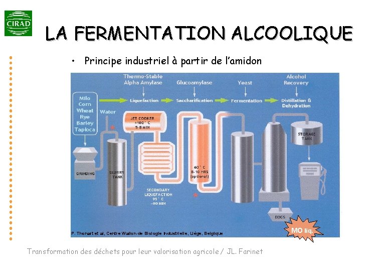 LA FERMENTATION ALCOOLIQUE • Principe industriel à partir de l’amidon P. Thonart et al,