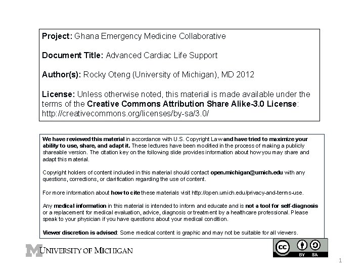 Project: Ghana Emergency Medicine Collaborative Document Title: Advanced Cardiac Life Support Author(s): Rocky Oteng