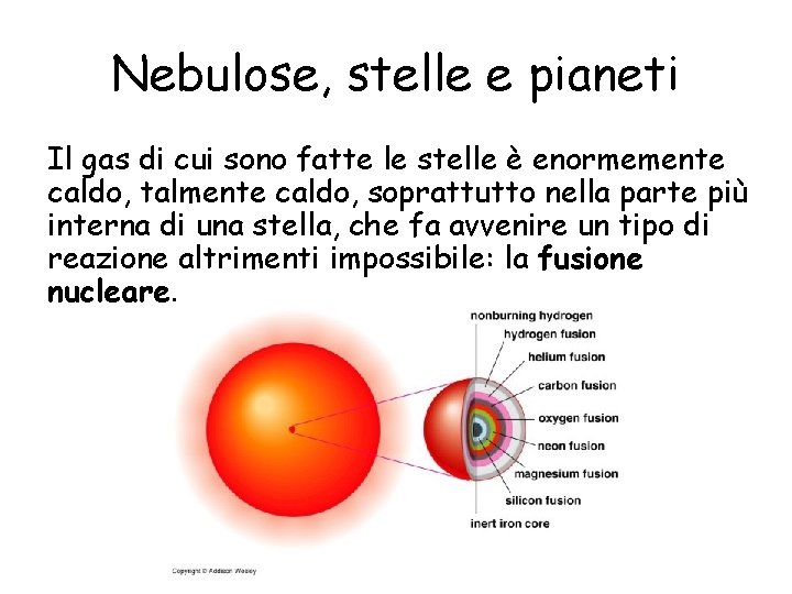 Nebulose, stelle e pianeti Il gas di cui sono fatte le stelle è enormemente