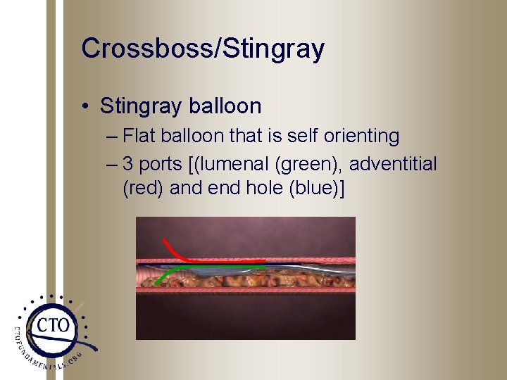 Crossboss/Stingray • Stingray balloon – Flat balloon that is self orienting – 3 ports