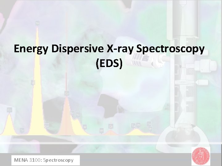 Energy Dispersive X-ray Spectroscopy (EDS) MENA 3100: Spectroscopy 
