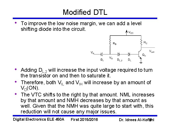 Modified DTL • To improve the low noise margin, we can add a level