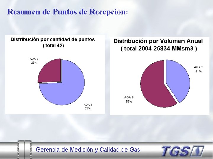Resumen de Puntos de Recepción: Gerencia de Medición y Calidad de Gas 