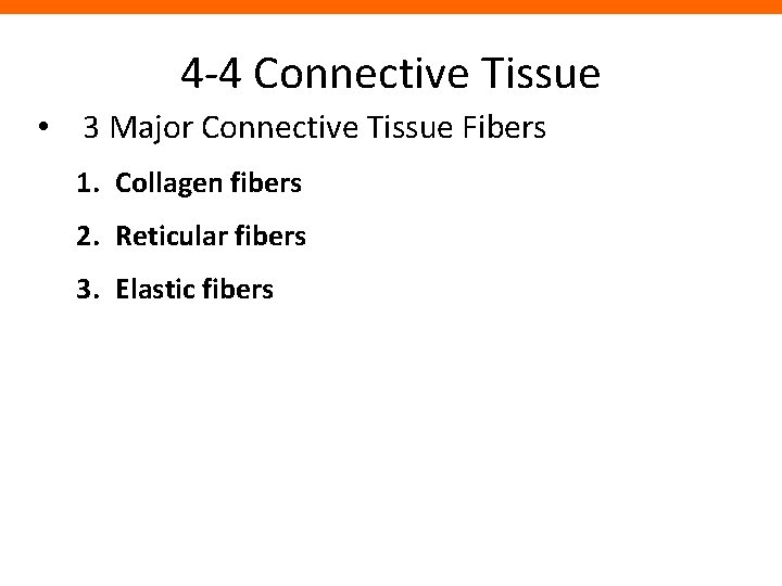 4 -4 Connective Tissue • 3 Major Connective Tissue Fibers 1. Collagen fibers 2.