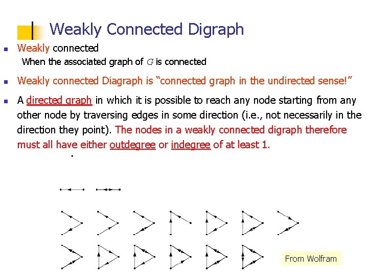 Weakly Connected Digraph n Weakly connected When the associated graph of G is connected Weakly Connected Digraph n Weakly connected When the associated graph of G is connected