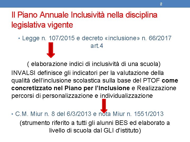 2 Il Piano Annuale Inclusività nella disciplina legislativa vigente • Legge n. 107/2015 e