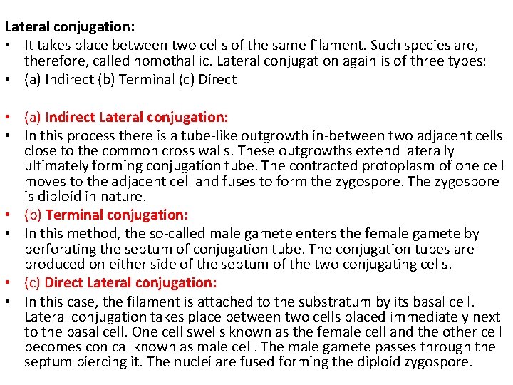 Lateral conjugation: • It takes place between two cells of the same filament. Such