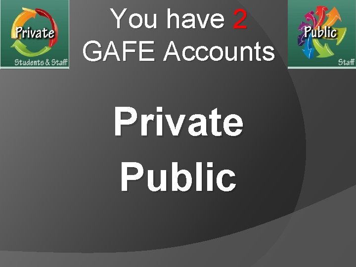 You have 2 GAFE Accounts Private Public 