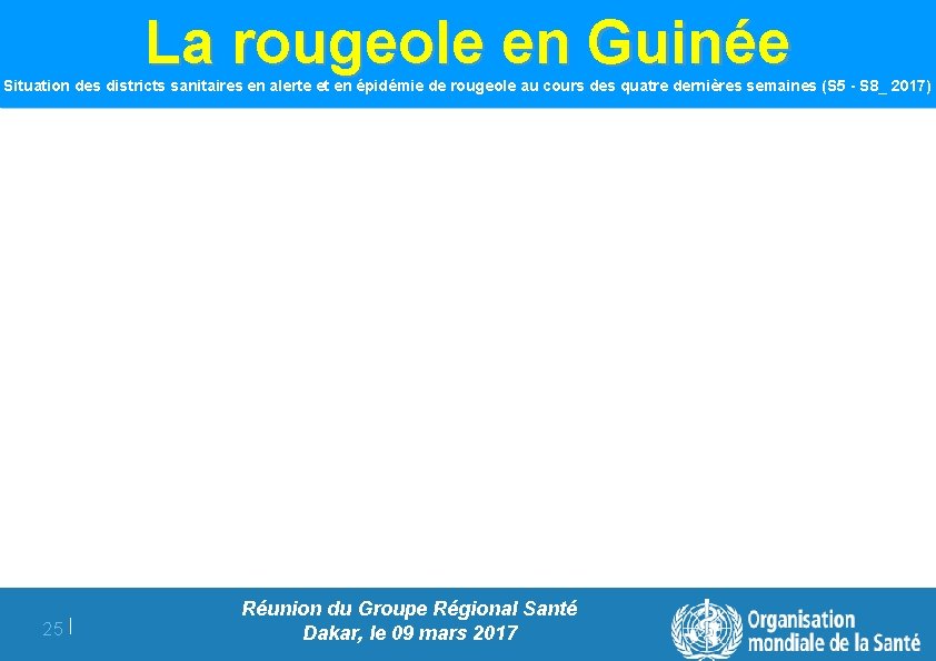 La rougeole en Guinée Situation des districts sanitaires en alerte et en épidémie de