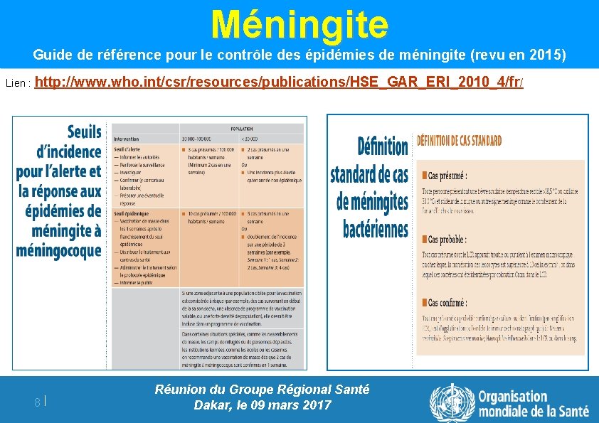 Méningite Guide de référence pour le contrôle des épidémies de méningite (revu en 2015)