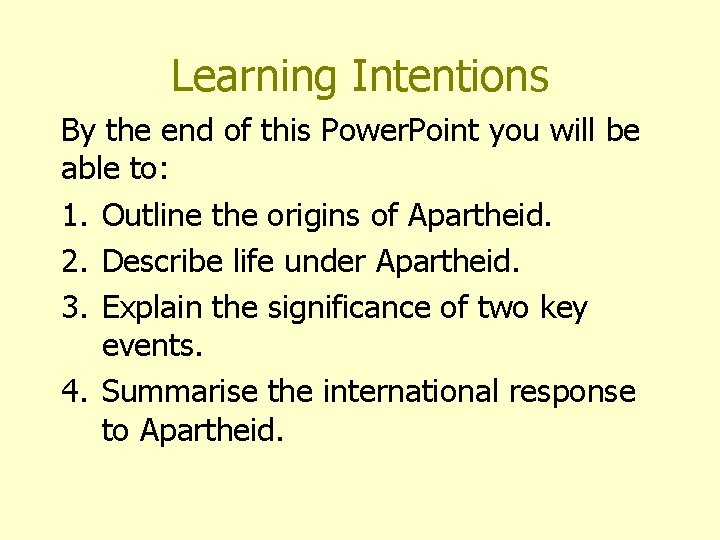 Learning Intentions By the end of this Power. Point you will be able to: