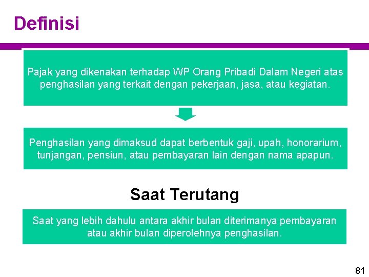Definisi Pajak yang dikenakan terhadap WP Orang Pribadi Dalam Negeri atas penghasilan yang terkait