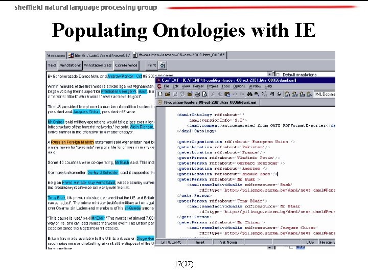 Populating Ontologies with IE 17(27) 