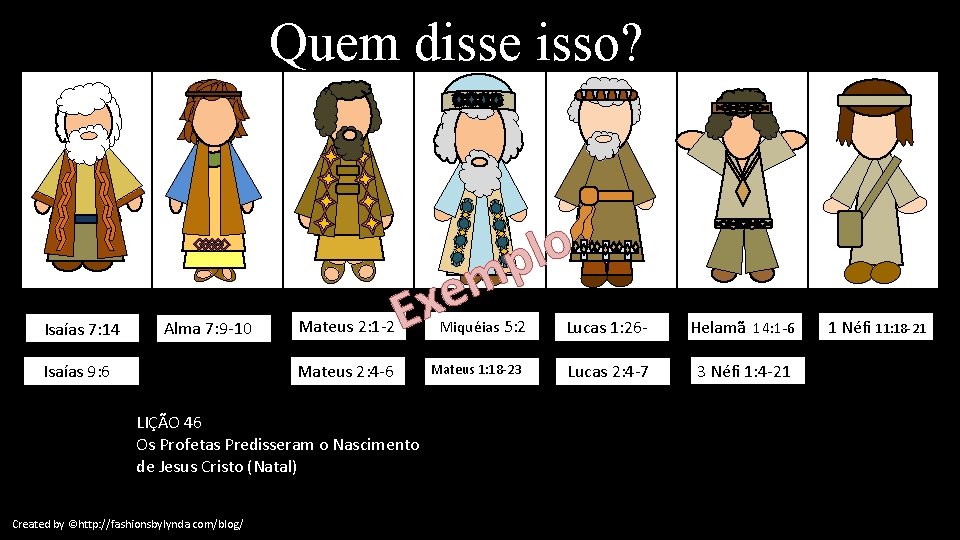 Quem disse isso? Isaías 7: 14 Alma 7: 9 -10 Mateus 2: 1 -2