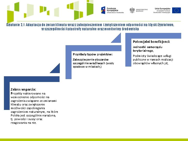 Działanie 2. 1 Adaptacja do zmian klimatu wraz z zabezpieczeniem i zwiększeniem odporności na