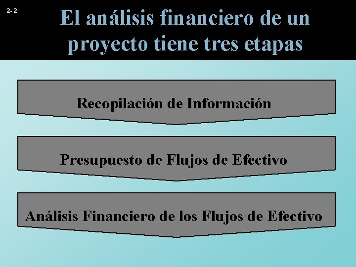 2 - 2 El análisis financiero de un proyecto tiene tres etapas Recopilación de