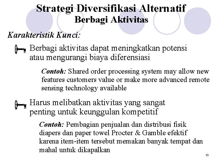 Strategi Diversifikasi Alternatif Berbagi Aktivitas Karakteristik Kunci: Berbagi aktivitas dapat meningkatkan potensi atau mengurangi