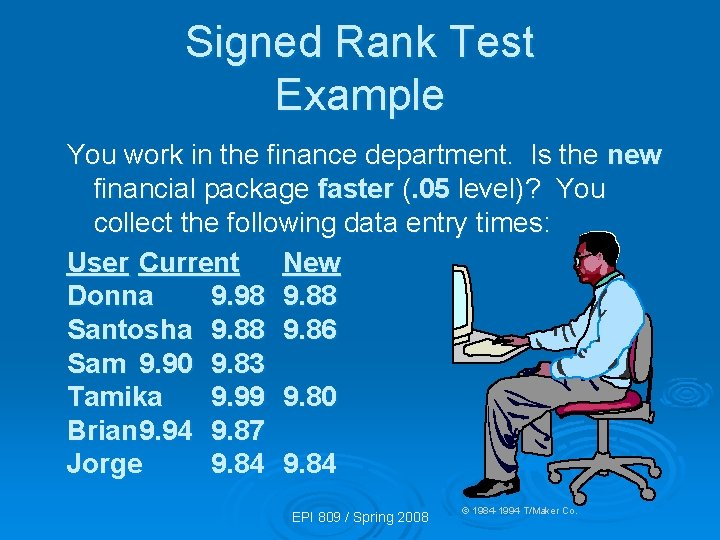 Signed Rank Test Example You work in the finance department. Is the new financial