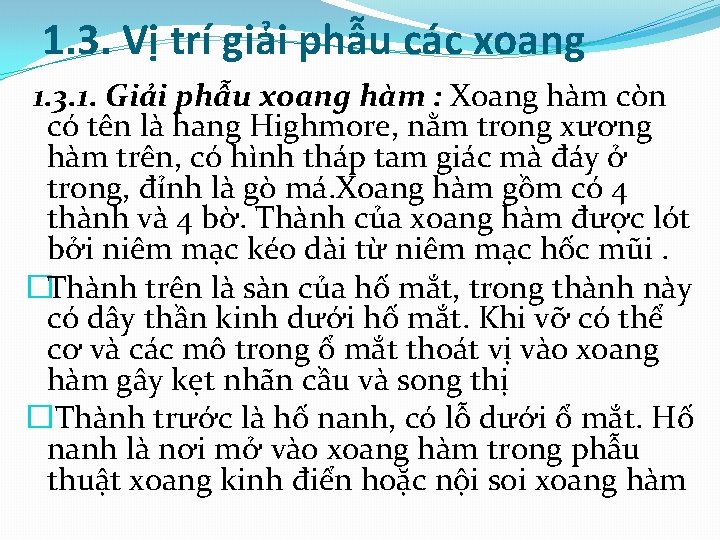 1. 3. Vị trí giải phẫu các xoang 1. 3. 1. Giải phẫu xoang